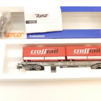 Roco HO Taschenwagen 475 455 1-0 mit 2 Wechselpritschen Cross Rail der SBB