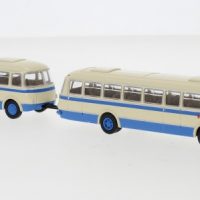 Brekina HO 58265 JZS Jelcz 043 Bus mit P-01 Anhänger hellbeige/blau 1964