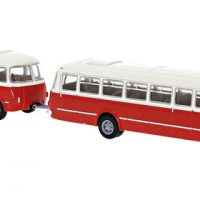 Brekina HO 58265 JZS Jelcz 043 Bus mit P-01 Anhänger rot 1964