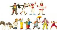 Preiser HO 20258 9 Clownfiguren und eine Ponyfigur mit kleinem Wagen