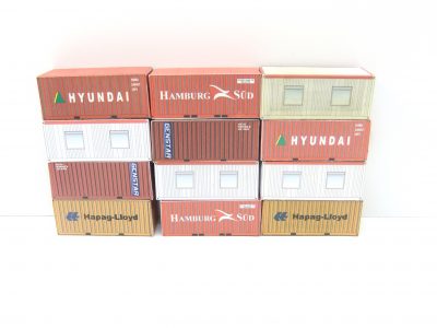 Zubehör  HO  12St  20`Container aus Bastelbogen