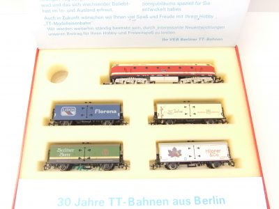 BTTB 545/01620  TT Set Di-Lok BR 119 DR mit 4 Güterwagen " 30 Jahre TT-Bahn "