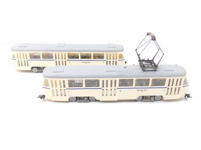 Herrmann&Partner 23257 HO Straßenbahn Tatra T4d mit Beiwagen "Leipziger Verkehrsbetriebe"