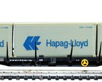 BTTB/Tillig  TT 4-achs. Niederbordwagen mit Container „Hapag-Loyd“