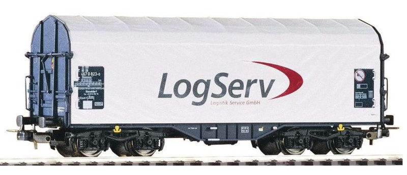 Piko 54393-3 HO 4-achs. Schiebeplanwagen Shimmns "LogServ" DBAG Ep.V