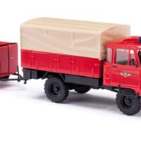 Busch 50240 HO LKW Robur LO 2002 A »Vorbildliche Freiwillige Feuerwehr« mit Schlauchtransportanhänger STA