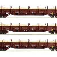Roco 77042 HO Sandzug 3-tlg.Set 4-achs. Flachwagen Gattung Res DR Ep.IV