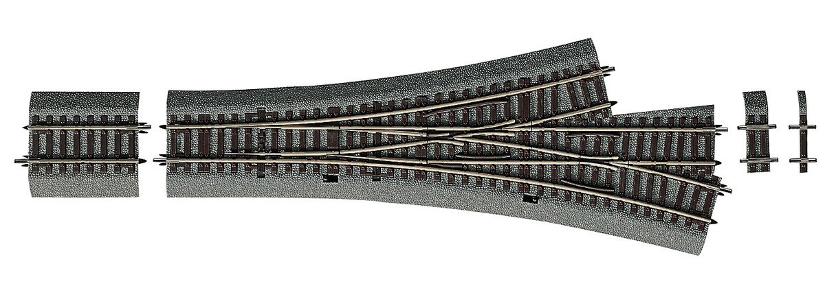 Roco 42543 HO Roco-Line Asymmetrische Dreiwegweiche DWW15 Handantrieb, mit Bettung.