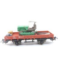 Piko/Dietzel HO  2achs. Flachwagen DR  Ep.IV mit Ladegut Planierraupe